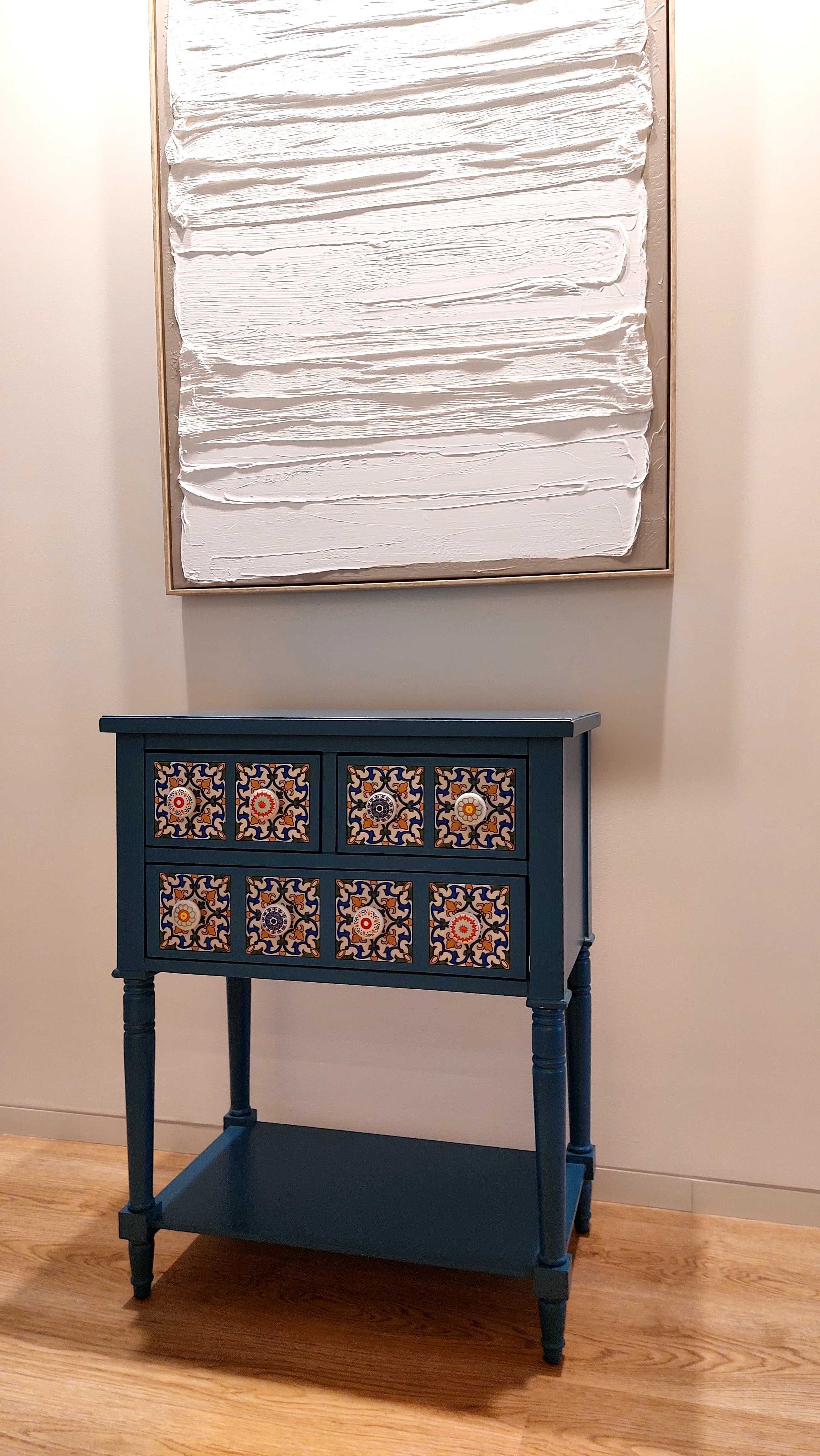 Mesa de cabeceira pintada à mão x2