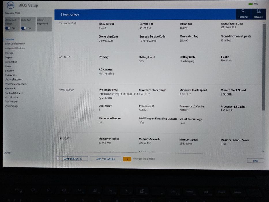 Dell Precision 5550  i9-10885H/32GB/1TB SSD/IPS FHD+/ T2000 Max-Q/