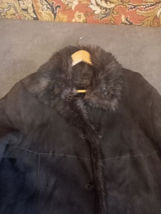 Дублёнка женская натуральная шоколадного цвета. Размер 48-50