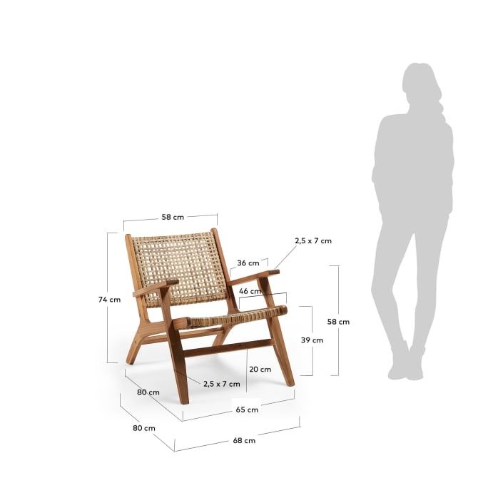 Grignoon Fotel Krzeslo boho z drzewa akacj pleciony