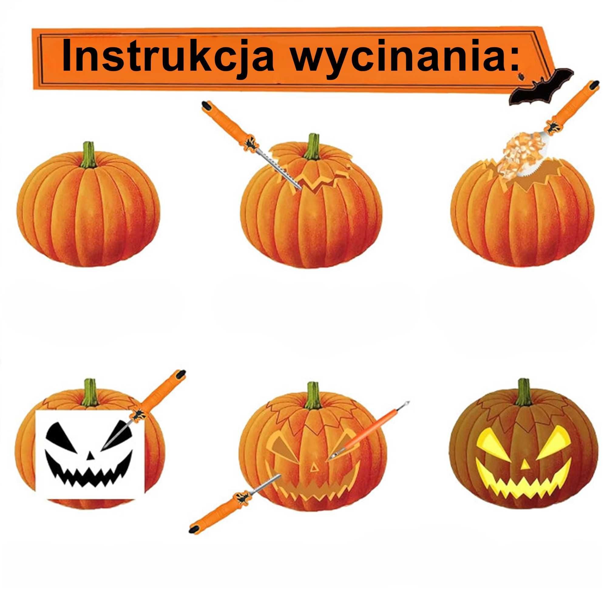 Zestaw Narzędzi Do Wycinania Dyni 7 Sztuk + Pojemnik Na Nóż Czaszka