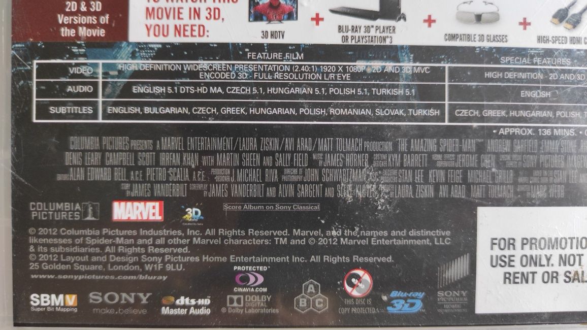 The Amazing Spider-Man 3D Niesamowity Spider-Man płyta Blu-Ray Marvel