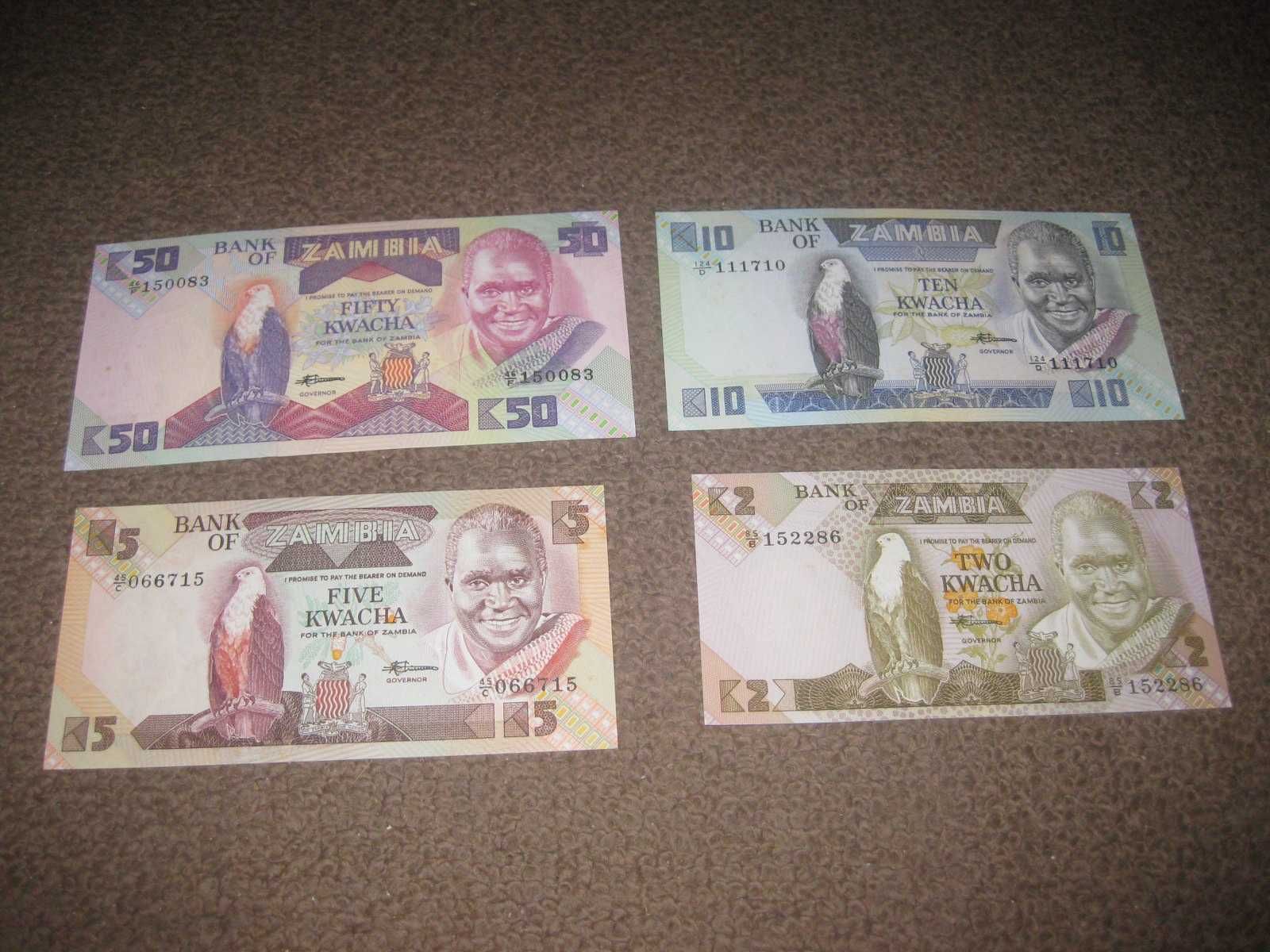 Set de 4 Notas da Zâmbia/UNC