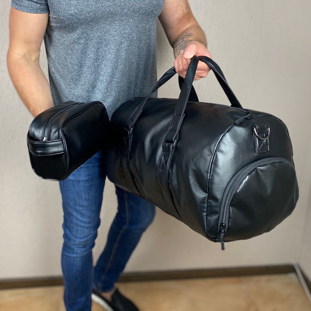 Мужская дорожна спортивная сумка + органайзер косметичка PU кожа