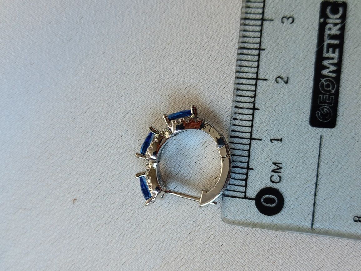 Nowe kolczyki bez niklu srebrne niebieska cyrkonia minimalistyczne