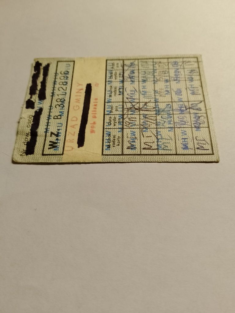Wkładka do kartek żywnościowych z PRL – unikat z lat 1988/1989