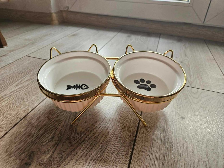 Miski miska dla psa na karmę i wodę dla kota złote  glamour eleganckie