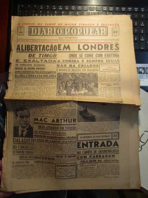 Diário Popular 1945 segunda guerra mundial libertação de TImor