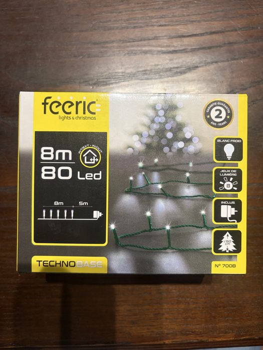 Set Luzes árvore de Natal branco frio 8m 80 LEDs.