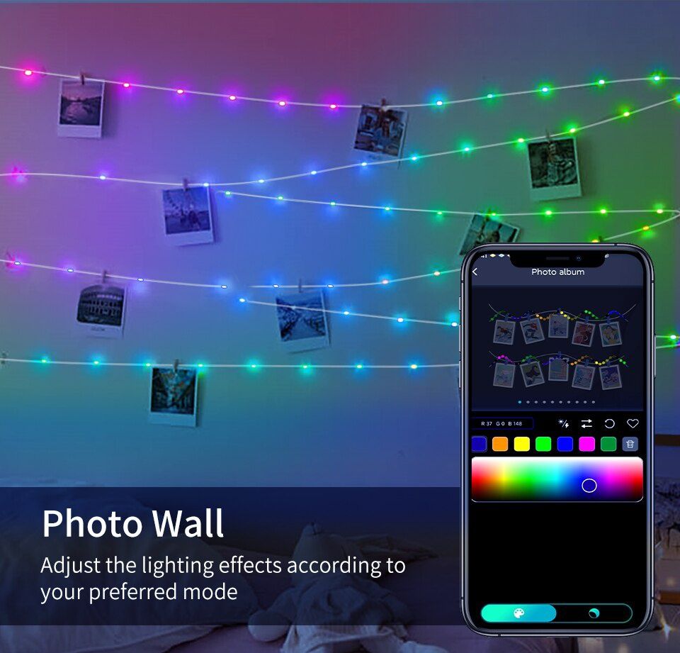 Luz Rgb de natal Decoração casamento com bluetooth app 10M SELADO