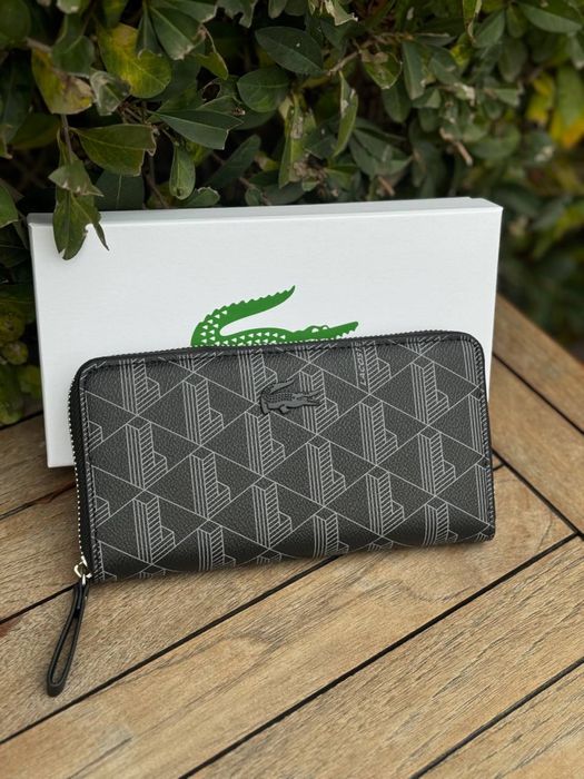 Гаманець Lacoste чоловічий чорний кошелек клатч Лакост Лакоста черный