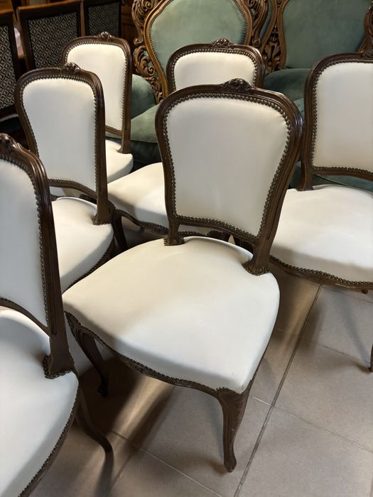 Krzesła Stylowe Skóra Nowa Tapicerka Ludwik 6 sztuk Zestaw Komplet