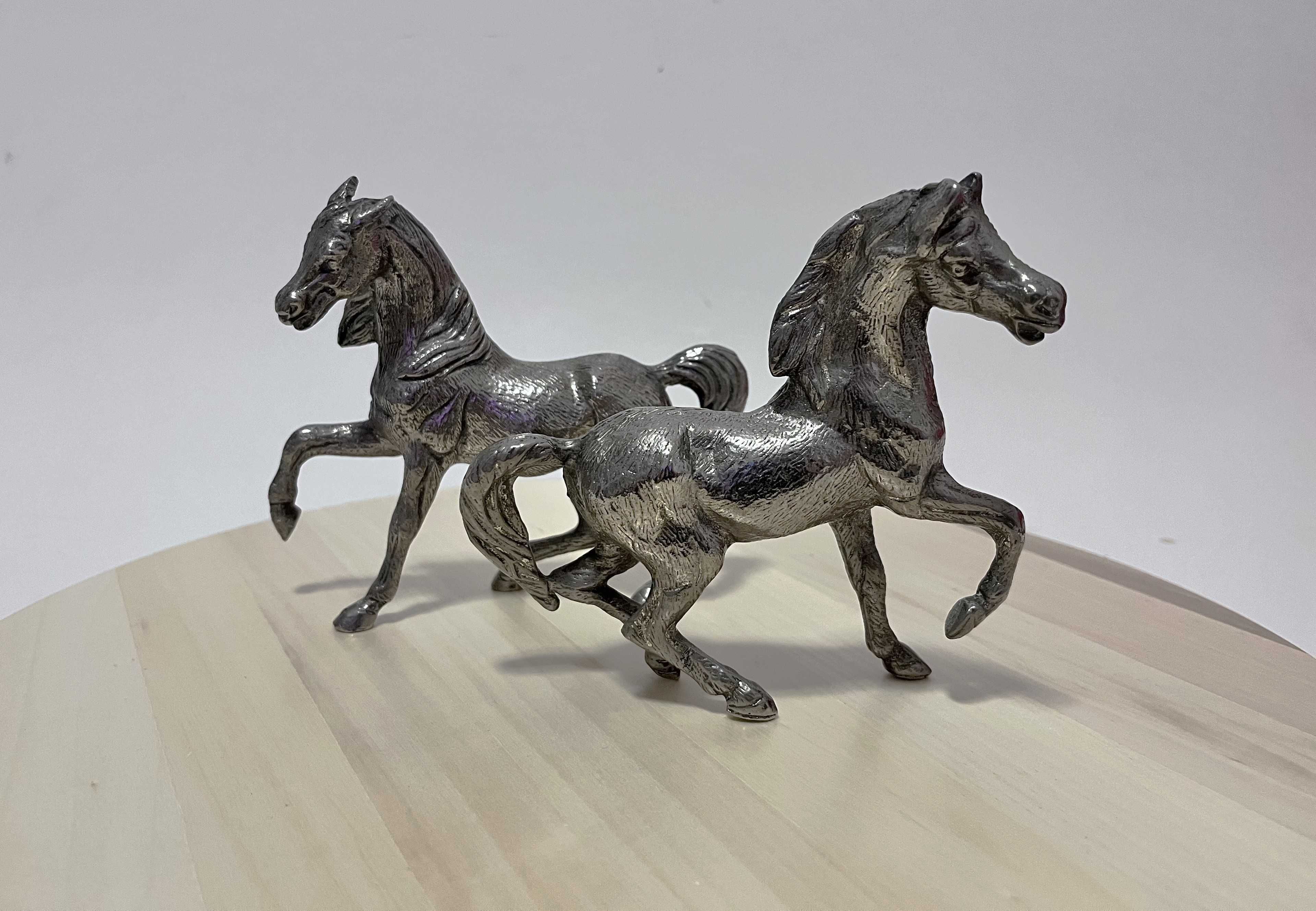 2x koń- figurka metalowa platerowana! Retro para koni!