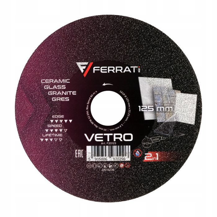 Ferrati Vetro 125Mm Tarcza Diamentowa Do Wcięć Precyzyjnych I Szlifow