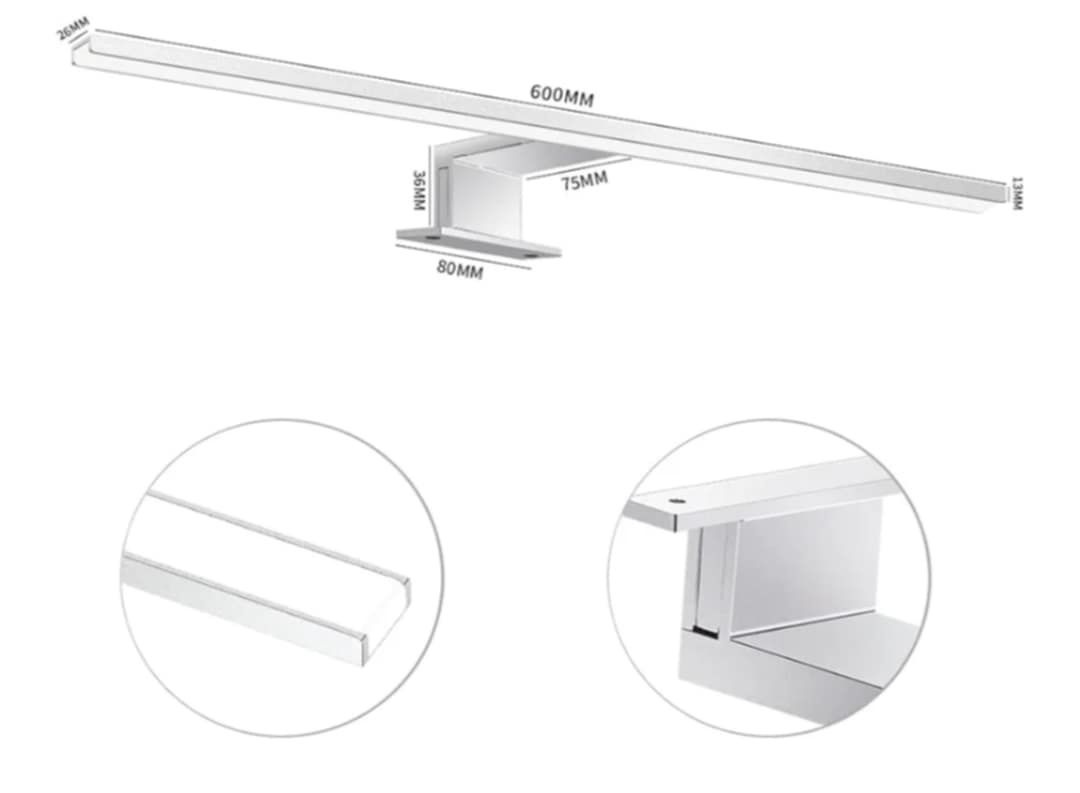 Lampa łazienkowa LED 2 w 1

ERWEY 60 cm 8 W LED lampa lustrzana z 48 d