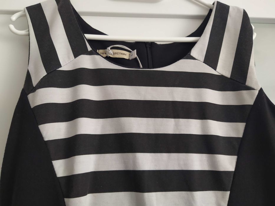 Biało-czarna sukienka paski M/L