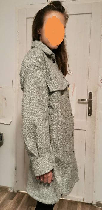 Kurtka koszulowa h&m XS S oversize płaszczyk koszula miętowy zielony