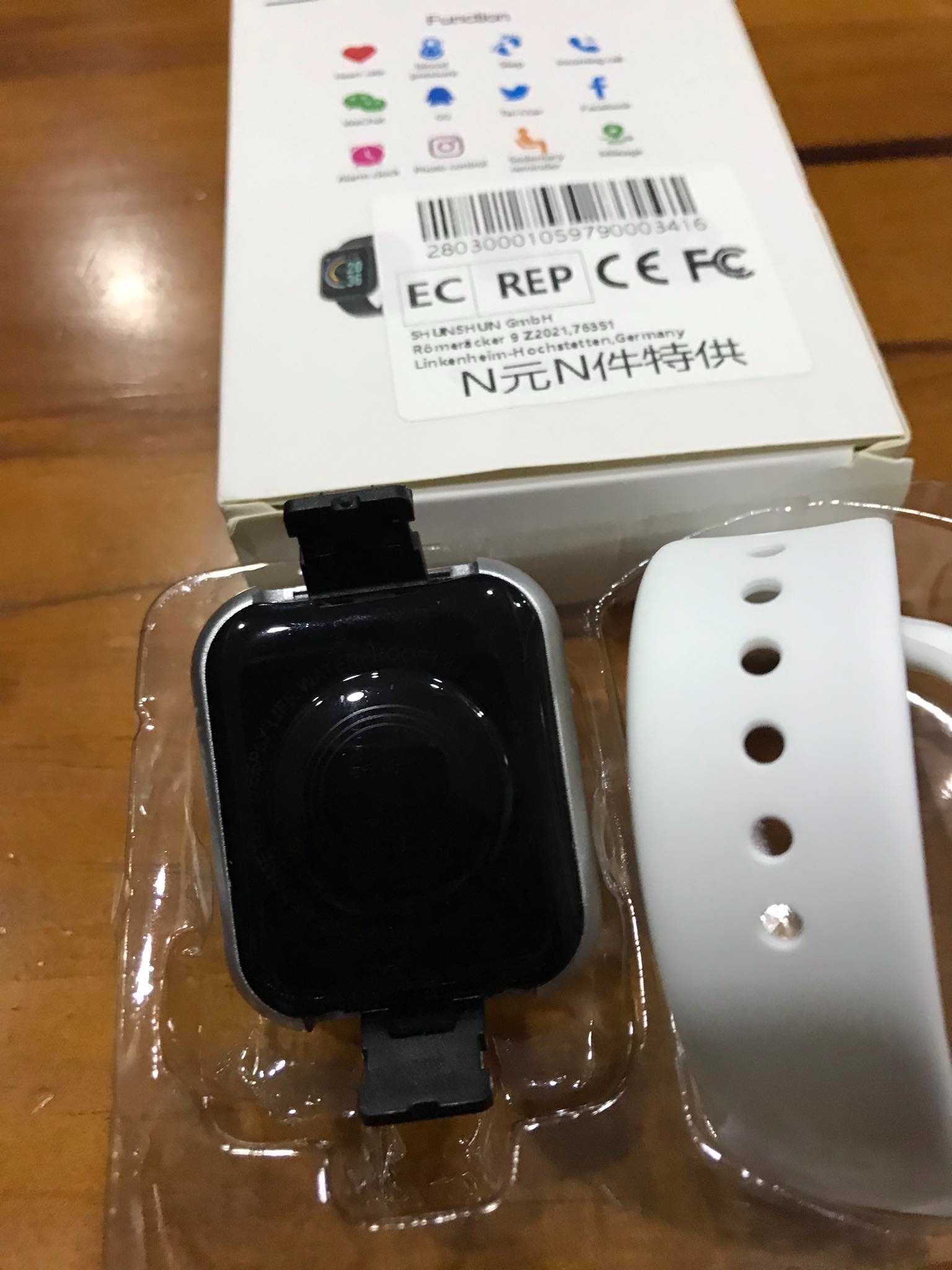 Relógio Inteligente Digital Preto e Bracelete Branca