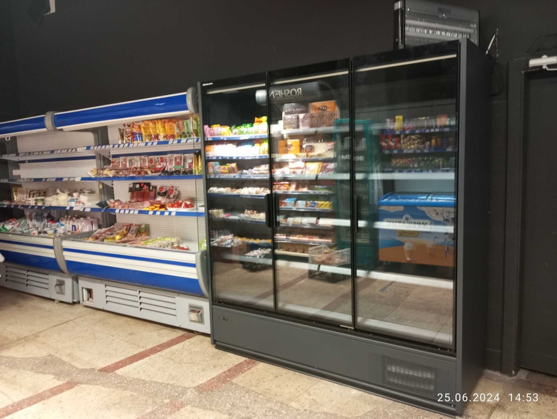 Торговые стеллажи. Полки. Кассы. Холодильные витрины в магазин. Стелаж