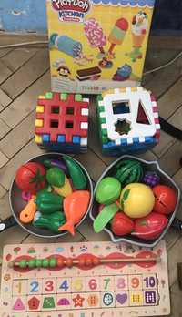 Кубики конструктори фрукти овочі дитячі сортери настільна гра іграшки