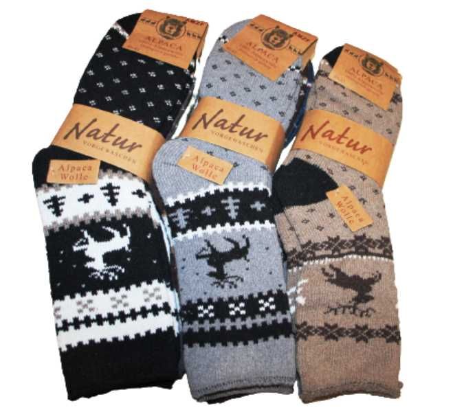 3 pak męskich skarpet z alpaki idealne na zimę i na prezent