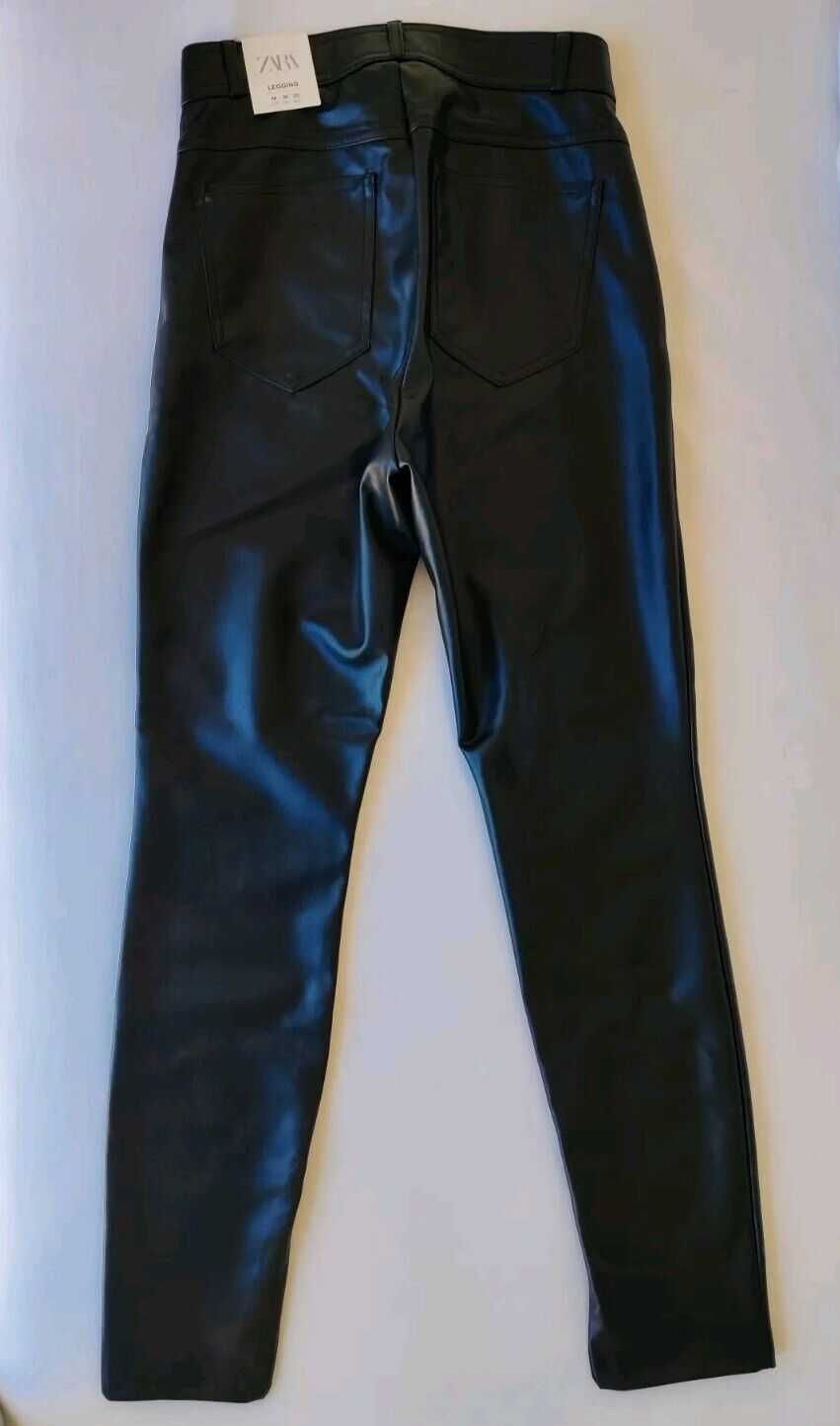 Zara Calça Justa Preta Couro Sintético Black Skinny Leather Legging M