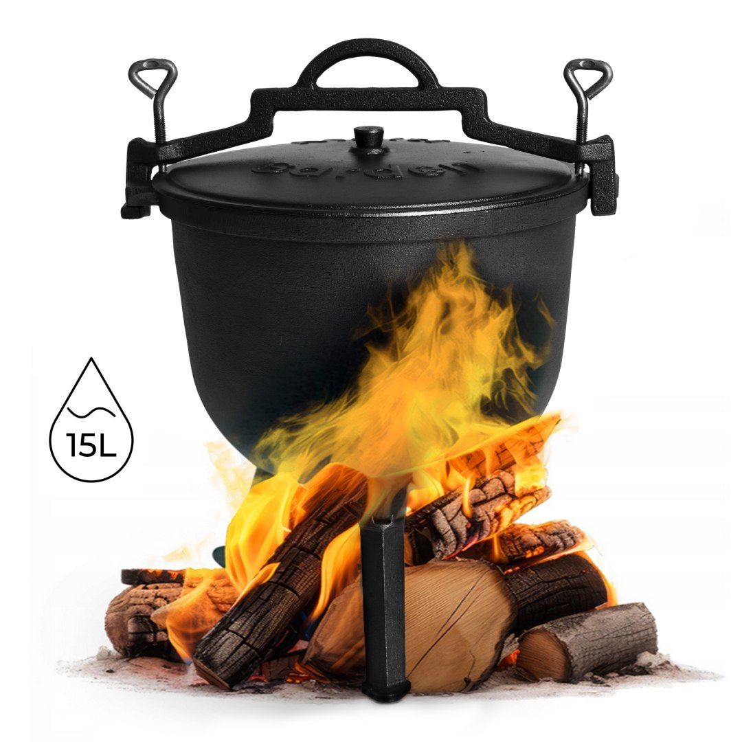 Kociołek żeliwny stojący 15L garnek myśliwski ognisko grill