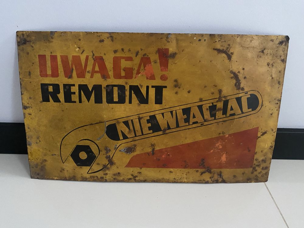 Stara tabliczka ostrzegawcza PRL  UWAGA! REMONT NIE WŁĄCZAĆ