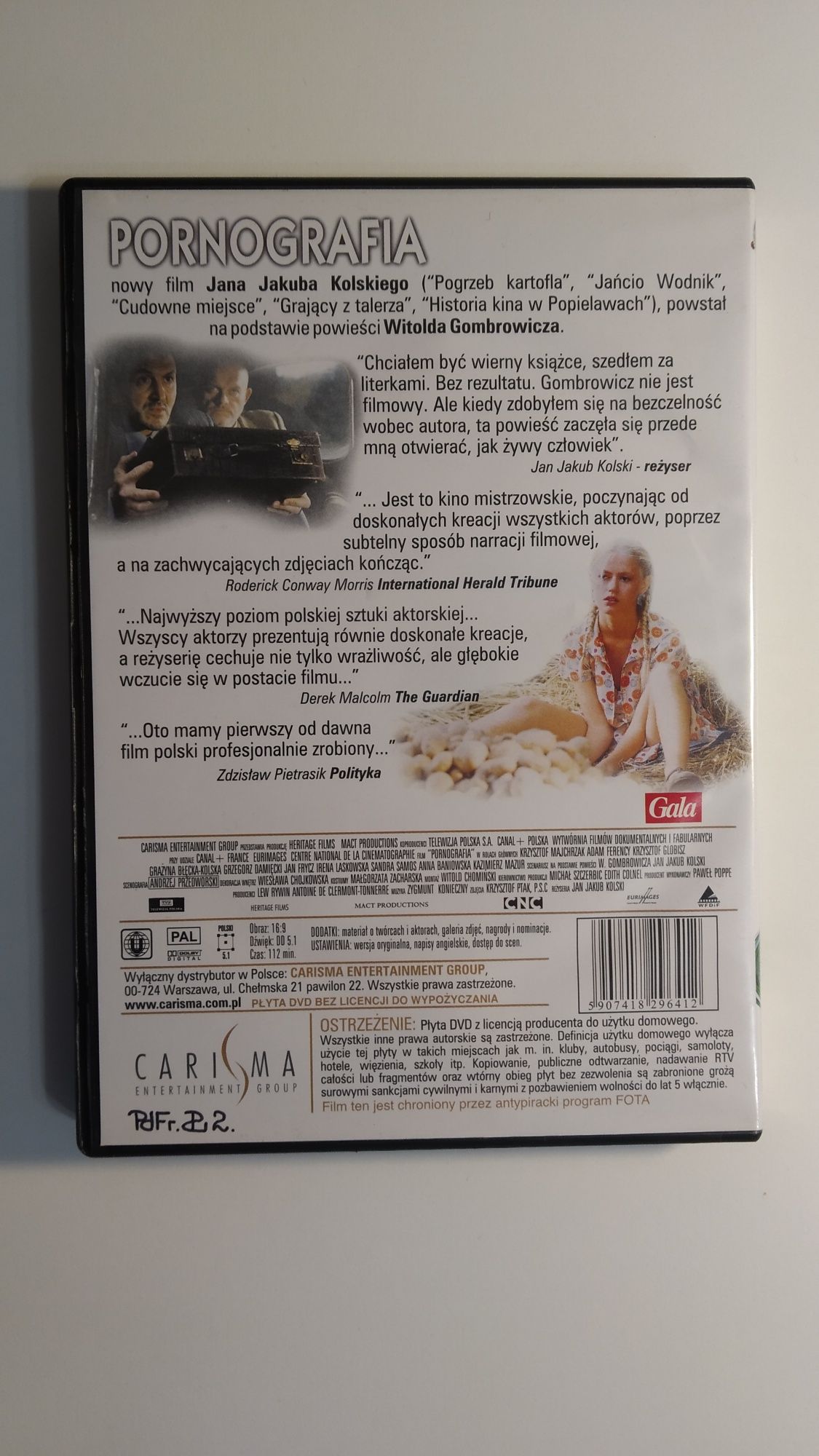 Pornografia film DVD Jan Jakub Kolski, Gombrowicz kino polskie