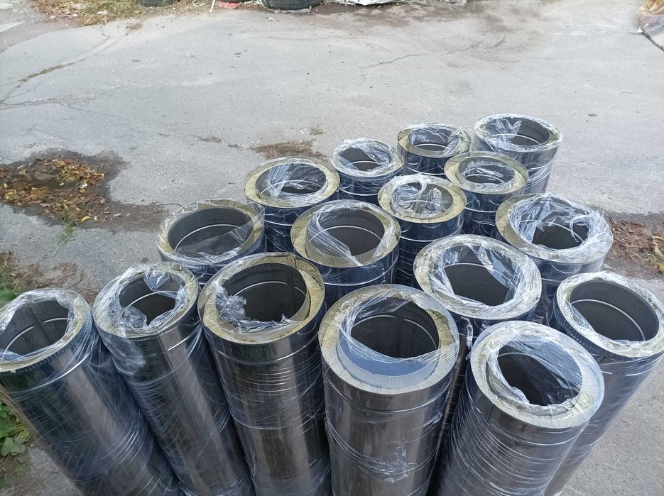 Дымоход утеплённый. Труба для буржуйки. Сэндвич. Труба нерж ф130