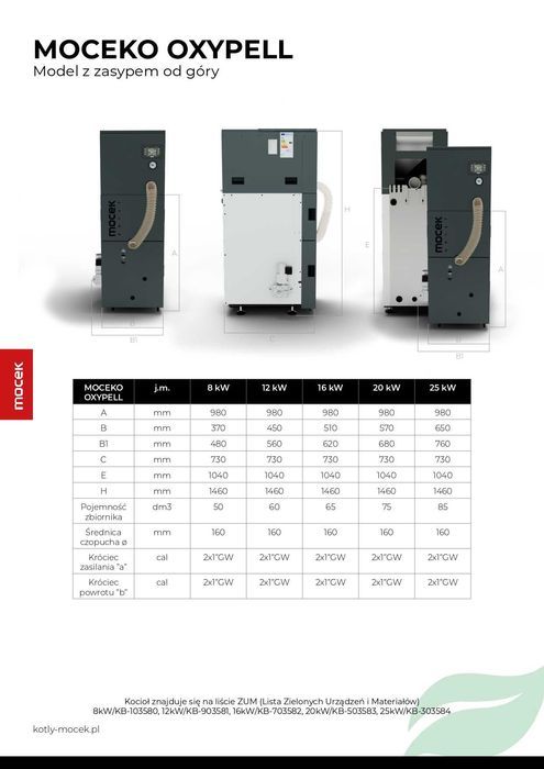 Kocioł na pellet, Drewno Moceko OXYPELL 12kW, piec dotacje OD RĘKI ZUM
