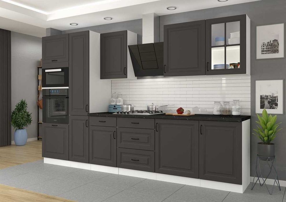 Zestaw mebli kuchennych KLEO MDF styl angielski frezowane fronty