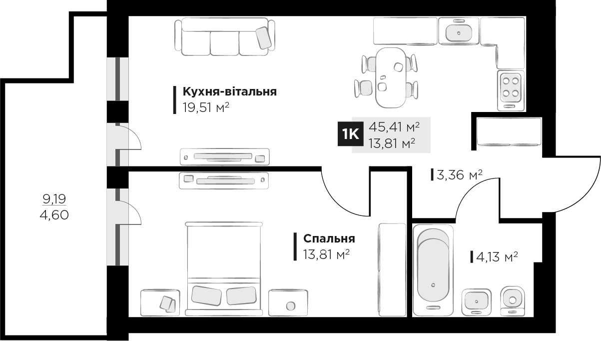 Продається 1-кімнатна квартира у м.Винники з виглядом на ліс