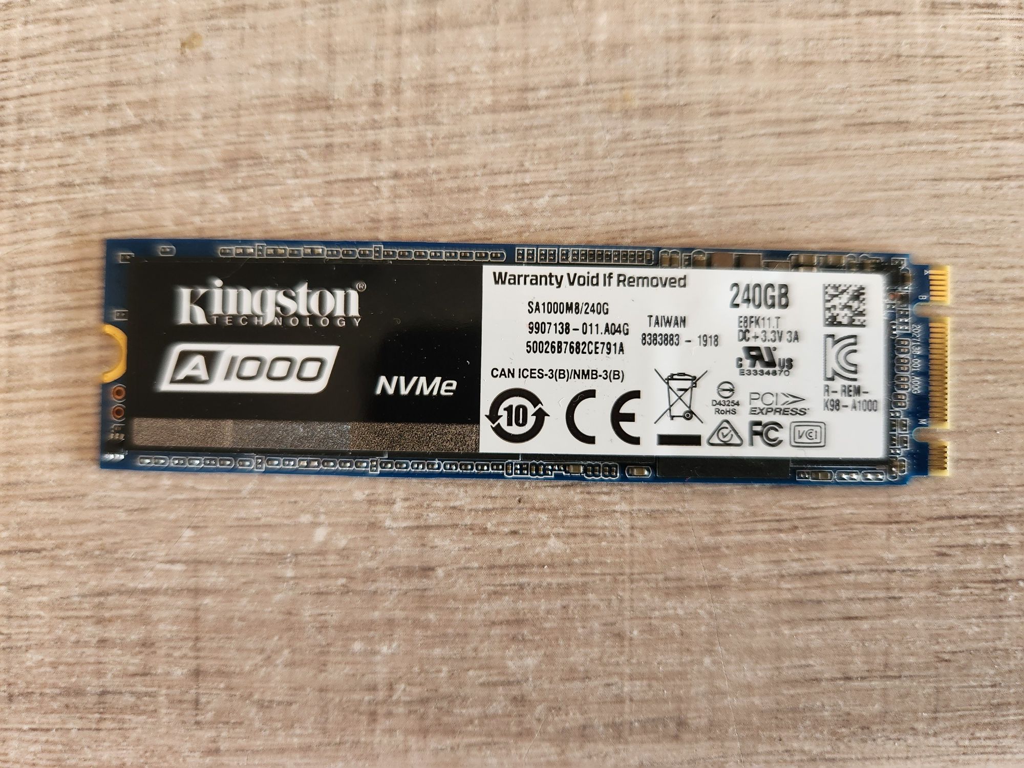 Диск NVME Kingston A1000 240GB (SA1000M8/240G) M.2