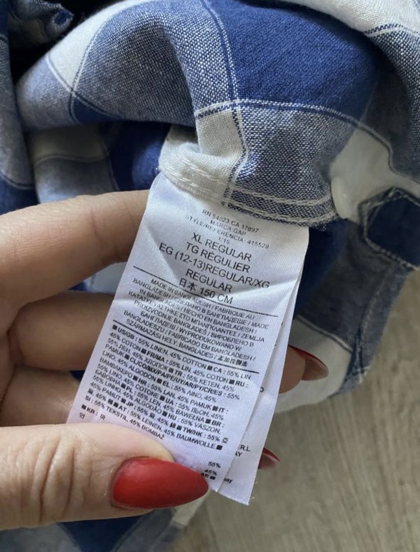 Gap детская рубашка, байковая рубашка в клетку, рубашка на подростка