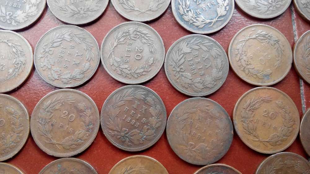 86 moedas cobre reis de ano 1881 ate ano 1884