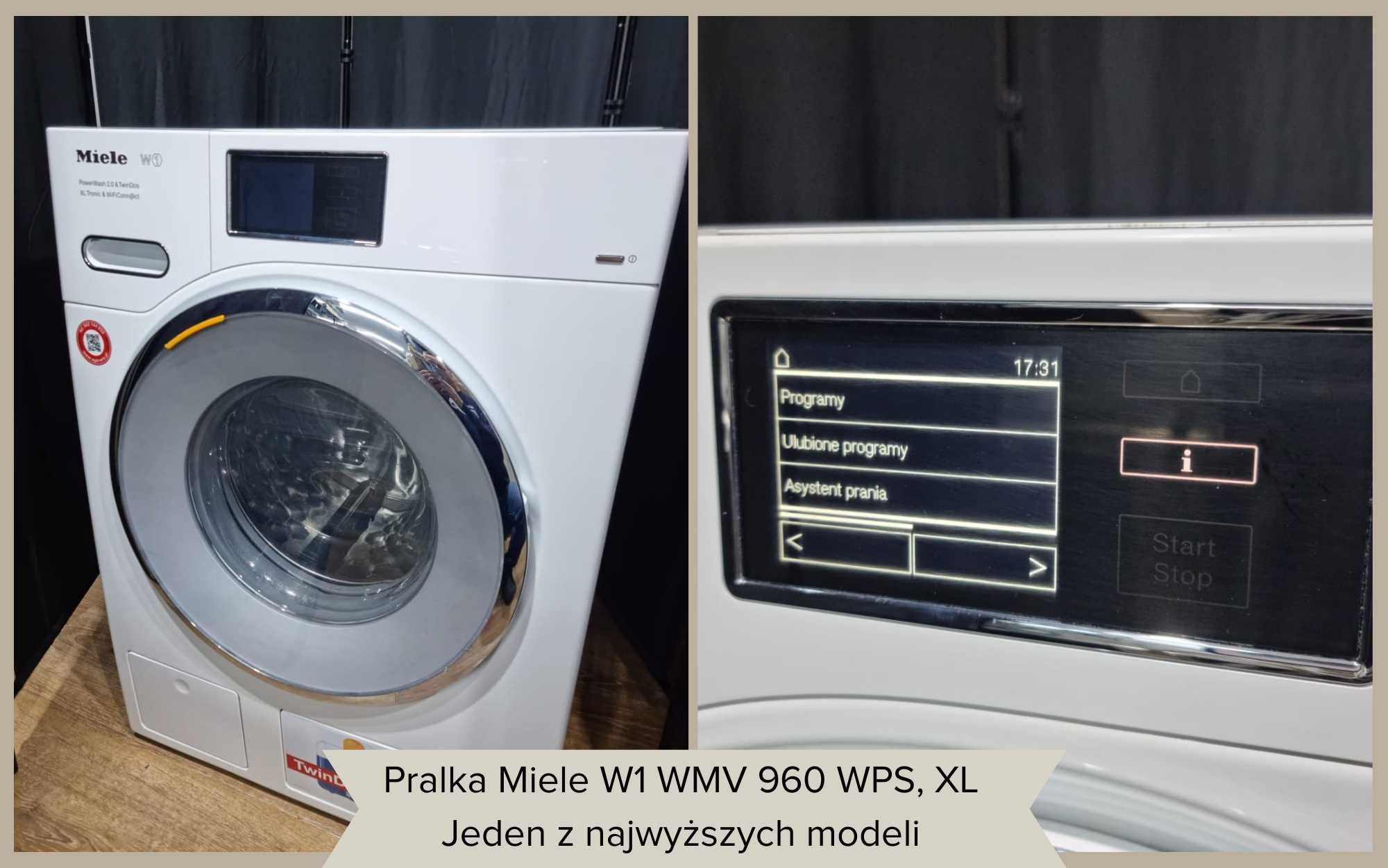 Pralka Miele W1 WMV 963 WPS, TwinDos, 9kg, LCD, Menu PL. WYSOKI MODEL