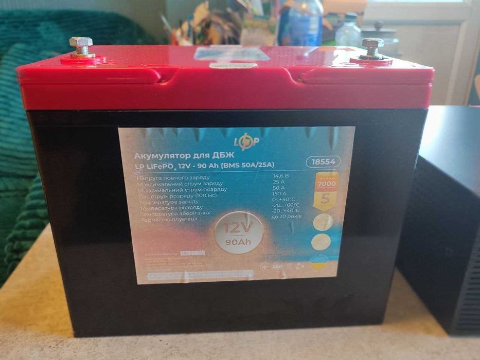 Комплект резервного живлення LPM-PSW-1500VA + (LiFePO4) батарея 90Ah