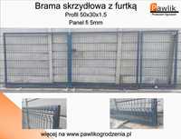 brama skrzydłowa panelowa palisada profil poziomy przesuwna