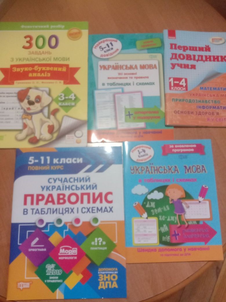 Книги пособия по украинскому языку 1-11 класс пять едениц.