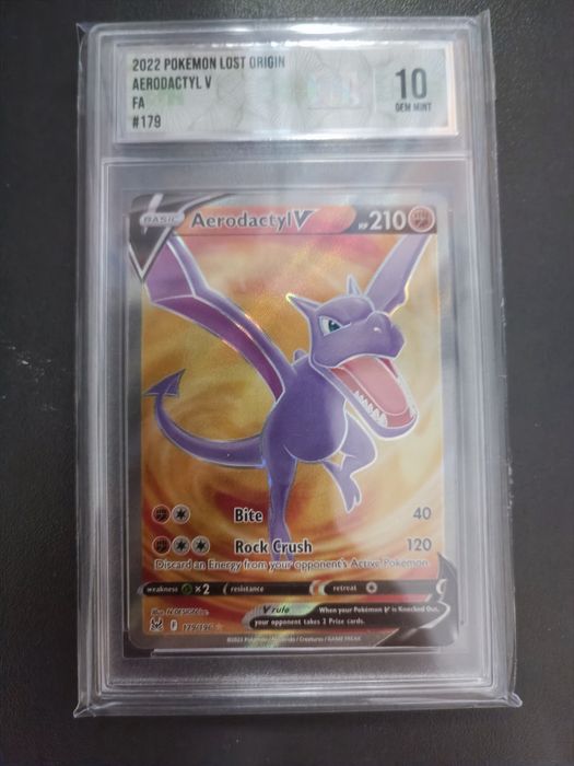 Pokemon Aerodactyl V Full Art Lost Origin 179/196 ECA Gem Mint 10