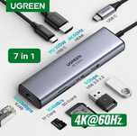 Ugreen USB hub 7 in 1 Type-C: HDMI 4K 60Hz, RJ45, PD 100W, картридер