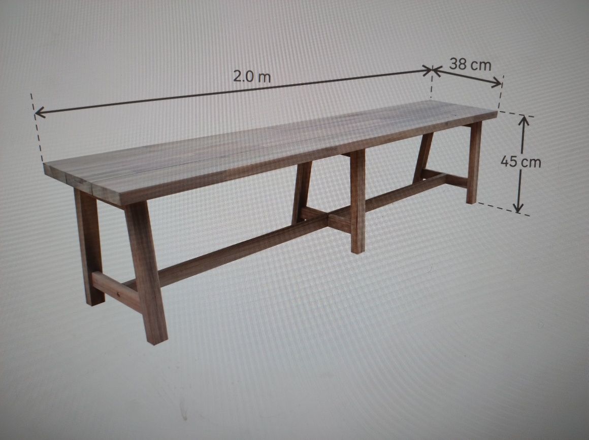 Meble drewniane Akacjowe Stół + 2 x ławka + 2 x stołek Solidne Nowe