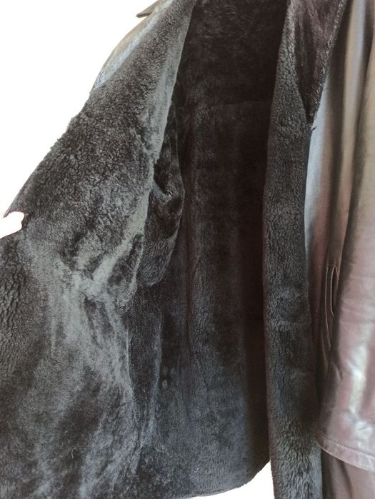 Чоловіча зимова шкіряна куртка цигейка лайка