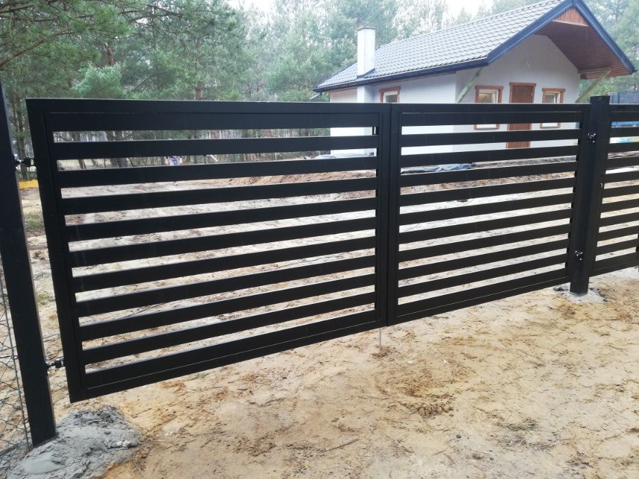 Brama 4m furtka 1m słupki ogrodzeniowe ocynk malowanie proszkowe