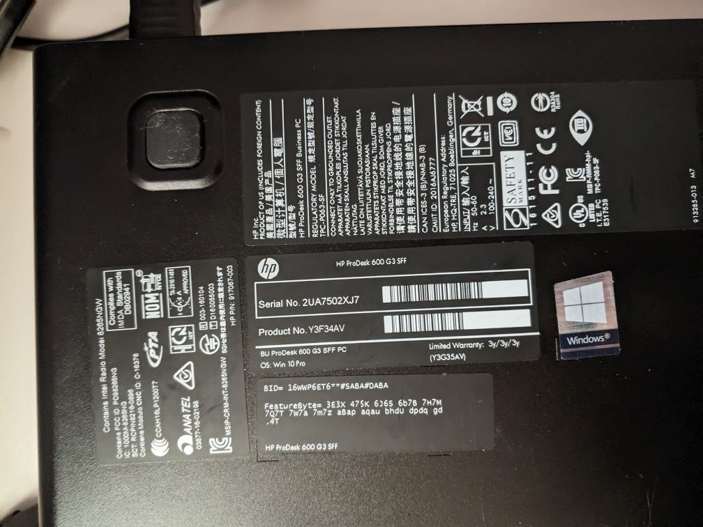 Надійний  HP ProDesk 600 G3 Wi-Fi, i5-7600 8/256GB SSD Win 11 Pro