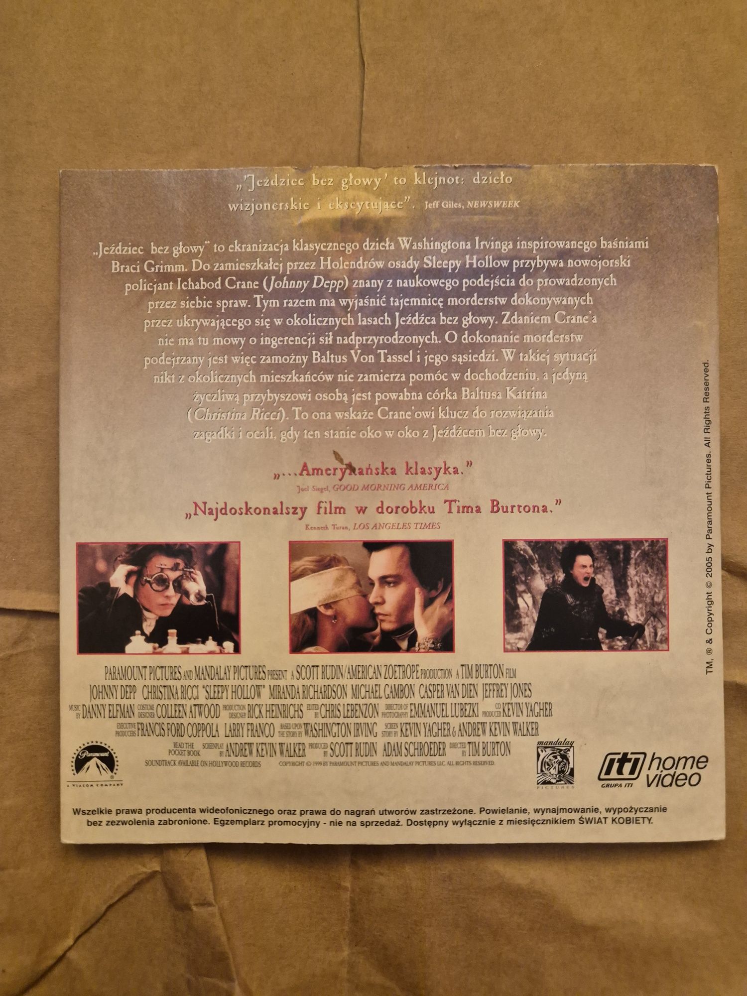 Film VCD Jeździec Bez Głowy Tim Burton Johnny Depp Christina Ricci