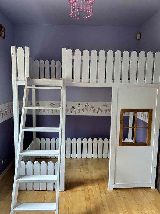 DOMEK Łózko drewniane piętrowe 180x90