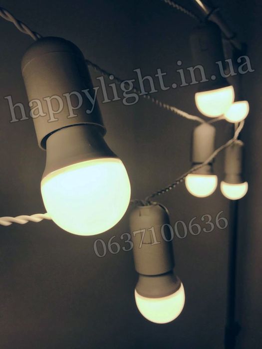 Гирлянда ретро лампы led/матовые/накаливания/филамент витой провод ч/б