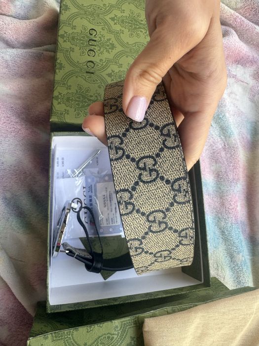 Pasek gucci meski bezowo niebieski  100 rozmiar